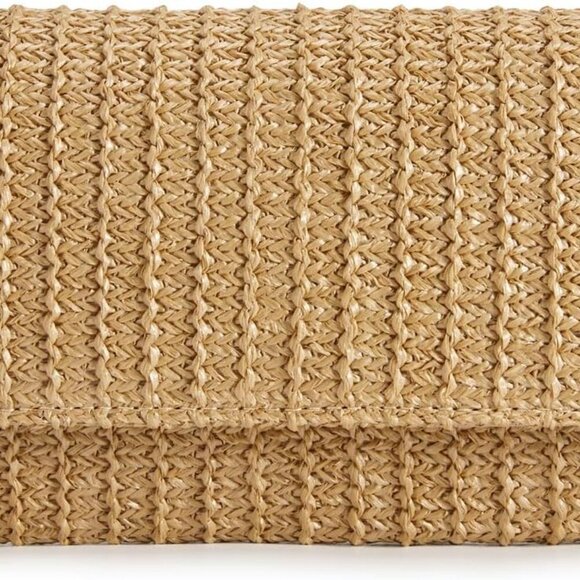 Versatile Woven Straw Clutch Handbag - Adjustable Strap for Stylish Summertime - Picture 1 of 8